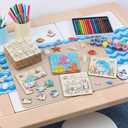 24 Pack Under the Sea Color Your Own Wooden Jigsaw Puzzles for Kids Ocean Coloring Puzzles Bulk DIY Jigsaw Party Favors Gifts Exchange Classroom Activities Home Educational Game Toy