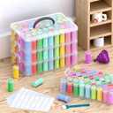 4-Tier Diamond Painting Storage Box, 208 Slots Large Capacity Portable Transparent Diamond Art Storage, Suitable for Pills,DIY Art Crafts, Diamond Art Storage Containers