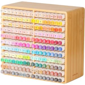 walowalo Marker Organizer Hold 176 Markers Marker Storage Bamboo Pen Holder Art Supply Pencil Storage Organizer Gift 22 Compartments All-in-One Marker Storage for Home Office Desk Classroom