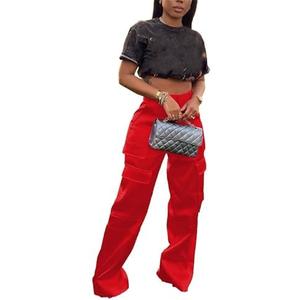 CALEBGAR Womens Cargo Pants Casual High Wasited Wide Leg Parachute Pants with Pockets, 2XL