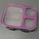 Stainless Steel Lunch Box: Metal Bento Box for Kids Adults - 3 Compartments Leak-Proof Lunch Box, Purple