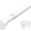 White Tension Curtain Rod 18-36 inch,Adjustable Small Tension Rod,No Drilling Spring Tension rod, Curtain Rod for Windows, Barthroom, Doorway