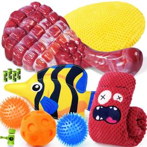 KIPRITII 12-Pack Large Dog Chew Toys for Aggressive Chewers - Includes Tough Chew Bone, Interactive Tug Toys, Squeaky Toys, Great for Medium & Large Breeds Dog