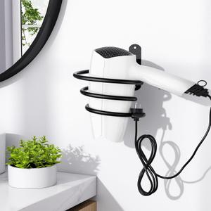 Tindbea Hair Dryer Holder, Matte Black Blow Dryer Holder Wall Mount, Bathroom Hair Tool Organizer Rack for Universal Dryer