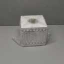 AuldHome Design Beaded Square Tissue Box Cover (White); Rustic Farmhouse Wood Tissue Holder