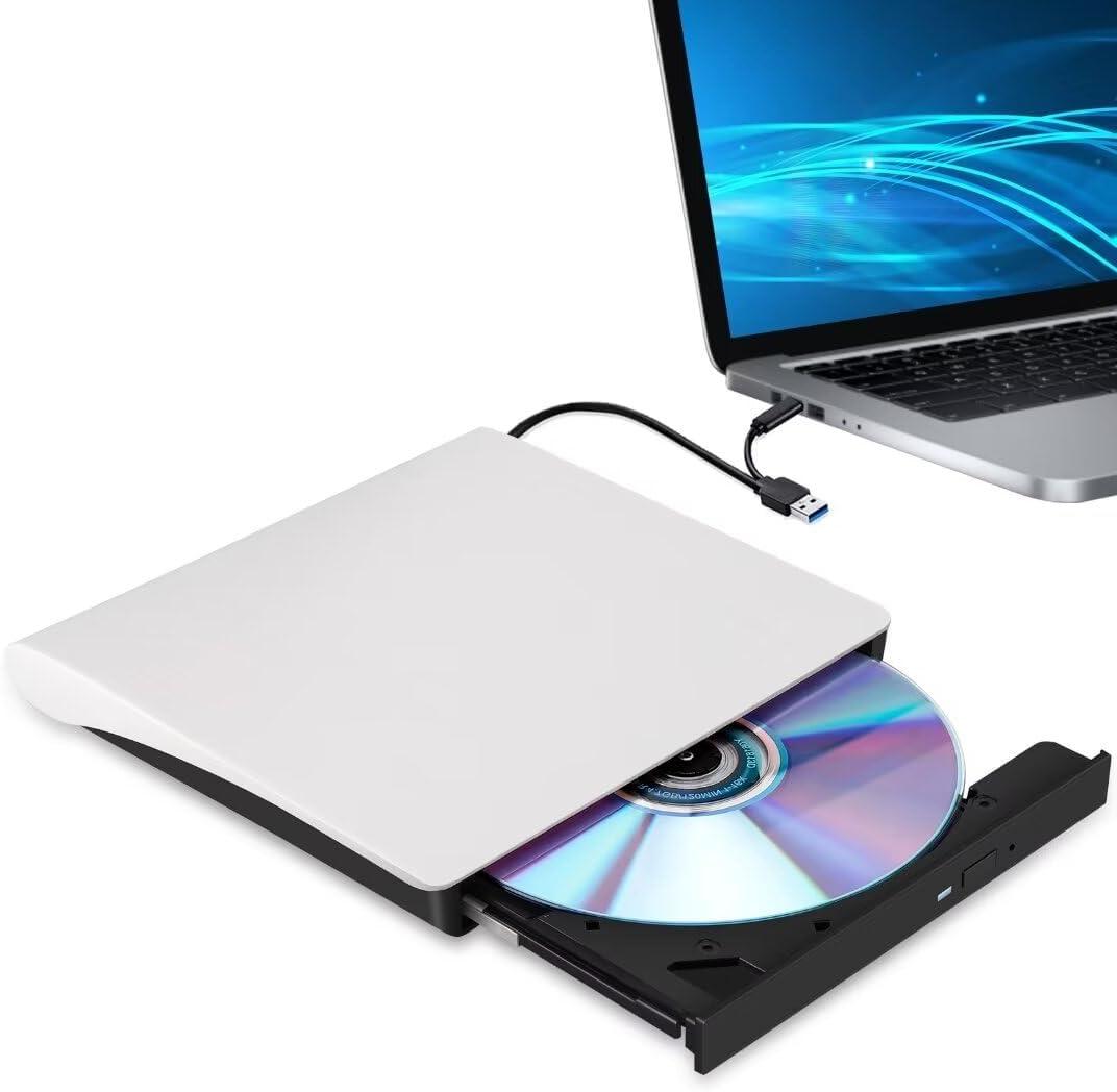 External CD/ DVD Drive for Laptop, Type-C CD/ DVD Player USB 3.0 Portable Burner Writer Reader Compatible with Mac MacBook Pro/ Air iMac Desktop Windows 7/ 8/ 10/ XP/ Vista(White) External CD/ DVD Drive for Laptop, Type-C CD/ DVD Player USB 3.0 Portable Burner Writer Reader Compatible with Mac MacBook Pro/ Air iMac Desktop Windows 7/ 8/ 10/ XP/ Vista(White)