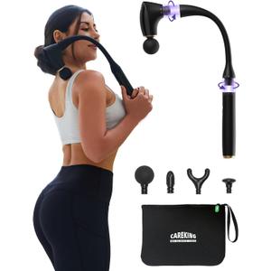 2-in-1 Detachable Percussion Massage Gun with Extension Handle, Back Massager for Pain Relief Deep Tissue Muscle Massager for Arm Shoulder Lower Back Thigh Waist, Gifts for Women Men, FSA-HSA Eligible (Black Gold)