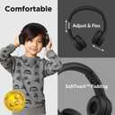 LilGadgets Connect+ Foldable Headphones, Adjustable Fit Soft Touch Padding for Kids with Mic, Volume-Limited & Noise Reduction On-Ear Wired Headset for School with SharePort - Black, Ages 3-14