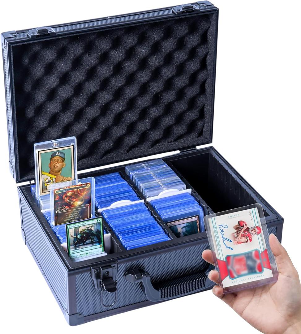 Premium Top loader Storage Box With Card Dividers For 3 X 4 Rigid Cards Holds 530+ 35pt Toploaders Trading Card Storage Box Suitable For TCG And Magnetic Card Holders, Black, K00SBa3