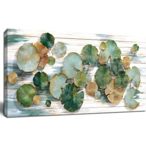 Tarfupth Large Green Botanical Wall Art for Living Room Leaf Nature Artwork Modern Teal Plant Wall Decor for Bedroom Office Canvas Prints 20"x40" Ready to Hang