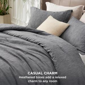 King Size Comforter Set - Dark Grey Soft Bedding for All Seasons, Cationic Dyed Bed Set, 3 Pieces, 1 King Size Comforter (104"x90") and 2 Pillow Shams (20"x36"+2")