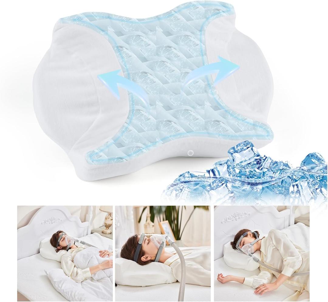 CPAP Pillow for Side Sleepers-Height Adjustable Memory Foam Pillow for CPAP Mask User-Reduce Full Mask Air Leak&Pressure for Back and Side Sleepers