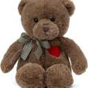 Small Teddy Bear with Heart Cute White Teddy Bear Stuffed Animal Soft Bear Plush Bear Plushie Toys Gifts for Girlfriend Boyfriend Kid (Brown)