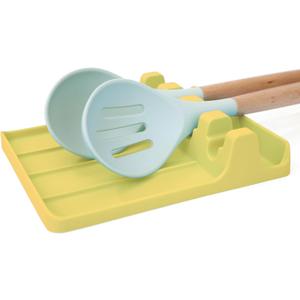 Silicone Spoon Rest - Large Cooking Utensil Holder with Drip Pad Walls - Multiple Spoon Rest with Wider Slots for Bigger Utensils, BPA-Free Spatula Rest for Stove, Kitchen, Countertop (Luminous Yellow)