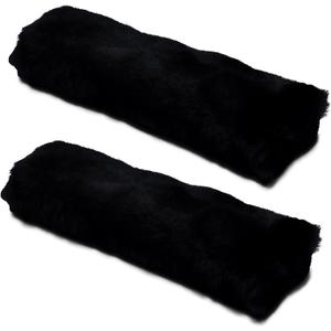 Andalus Genuine Sheepskin Car Seat Belt Cover Pad Soft Fuzzy, Comfy Fluffy Seatbelt Covers, Shoulder Pad Neck Cushion Protector, Car Accessories for Woman, Man, Girl (Black, 2-Pack)