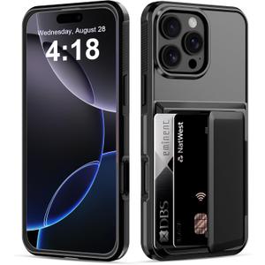 2 x Flip Wallet for iPhone 16 Pro Case Credit Cards Holder, iPhone 16 Pro Case ID Card Slot Cash Pocket Phone Cases Protective Shockproof Anti-Scratch Women Men Cover for iPhone 16 Pro 6.3 inch Black