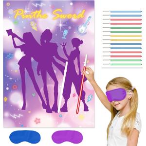 3 x Pop Music Birthday Decorations Pin The Letter 28Inch x20Inch Party Decorations, Large Poster 28pcs Letter Stickers for Hunters Movie Party Supplies