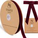 Burgundy Velvet Ribbon 5/8'' 25 Yards for Christmas Tree, Gift Wrapping, Flower Bouquet, Wreath Decorations, Bow Making (0.625 x 900 in)