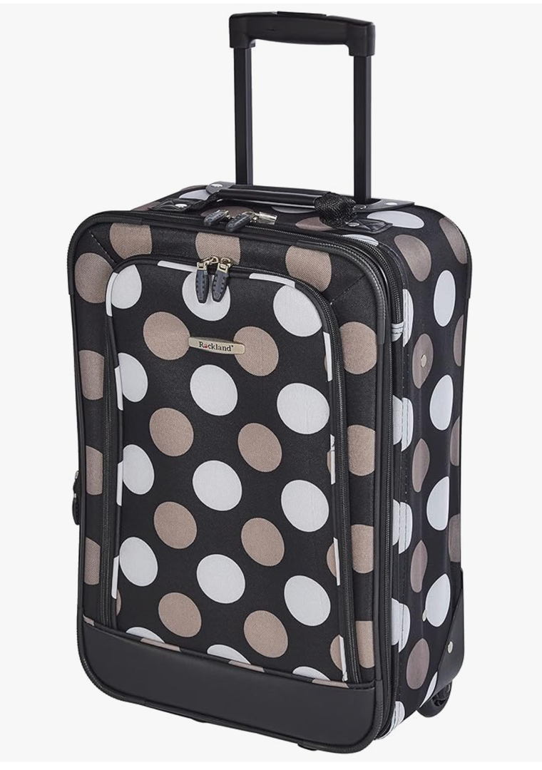 Rockland Fashion Softside Upright Luggage Set, Expandable, New Black Dot, 2-Piece (14/19)
