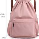 HOLYLUCK Drawstring Backpack Sports Gym Bag Water Resistant String Bag Cinch Sackpack with Side Zipper Pocket for Shopping Sport Yoga -pink
