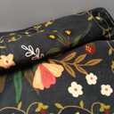 Bedroom Rug 3x5 Rug Washable Area Rug Non Slip Low Pile Vintage Floral Botanical Small Carpet for Bedroom, Bedside, Kitchen, Entryway, Kids Room, Office, Black