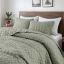 WDCOZY Sage Green Quilt Queen Size Bedding Sets with Pillow Shams, Lightweight Soft Bedspread Coverlet, Quilted Blanket Thin Comforter Bed Cover, All Season Spring Summer, 3 Pieces, 90x90 inches, Full/Queen