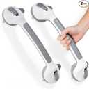 Reyiu Grab Bars for Shower, 16.5 Inch Shower Handle with Safety Indicators, Suction Cup Bathroom Grab Bar for Elderly, Seniors, Handicap - No Drill, Waterproof, Removable (2 Pack)