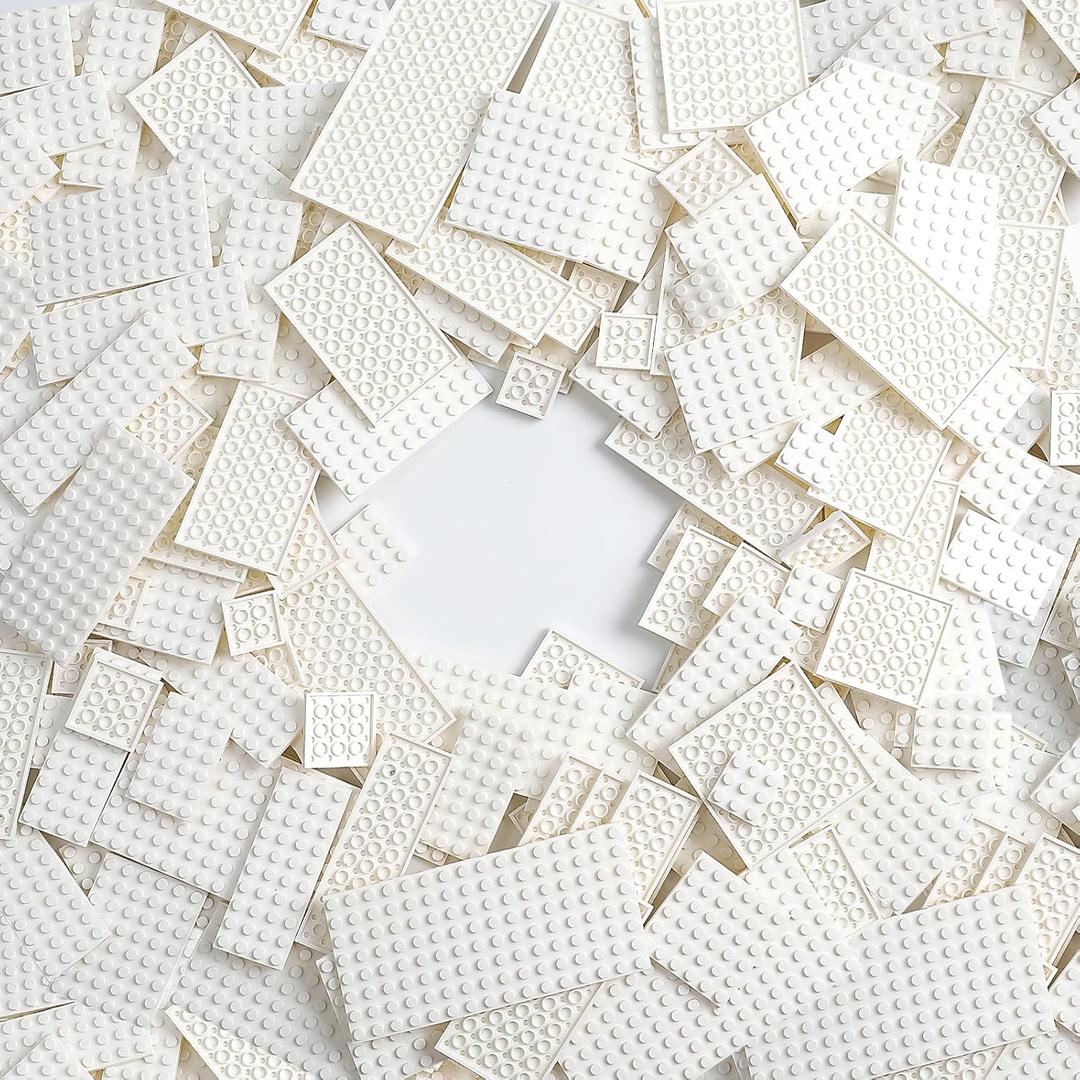 150 Pieces Small Base Plate Sets, Classic Flat Pieces for Moc Building, 12 Size DIY Building Boards - Compatible with Lego and Major Brands, White