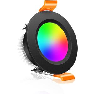 2 Inch Smart Recessed Lighting, WiFi Black LED Downlight 5W 120V, Dimmable RGBCW 2700-6500K Color Changing, Compatible with Alexa/Google, Ceiling Lights with LED Driver (Corlorful)