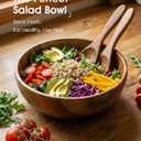 Acacia Wood Salad Bowl Set, 3-Piece Natural Solid Wood Serving Bowls, Handcrafted & Hand-Polished, Wooden Salad Bowls for Kitchen & Dining for Pasta, Yogurt, Fruit, Snacks & Gift Giving