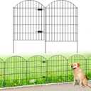 Metal Garden Fence with Gate 36in (H) x 18.7ft (L), 1 Gate+7 Panels Dog Fence Border Fence Animal Barrier, No Dig Garden Fencing for Yard Flower Bed Lawn Patio Outdoor,ECG3508,Black