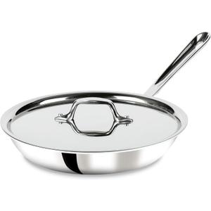 All-Clad D3 3-Ply Stainless Steel Fry Pan With Lid 10 Inch, Induction Compatible, Oven Broiler Safe 600F, Fast and Even Heat, Pots and Pans, Cooking Frying Pan, Skillet, Kitchen, Cookware, Silver