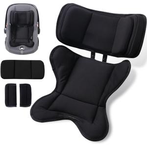 TinlyFinly Infant Insert Compatible with Doona, Graco, Britax, Chicco, Evenflo Car Seat, Adjustable Baby Head Body Support Cushion for Newborn to Toddler, Fits Infant Car Seat and Stroller (Black)