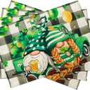 St Patricks Day Placemats,Placemats Set of 4,St Patricks Day Decor,12x18 Inch Shamrock Place Mats,Kitchen Place Mats Set of 4,Gingham Placemat for Party Kitchen Dining Decoration