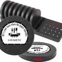 Restaurant Pager System, 10 Coaster Pagers, Wireless Beepers with Vibrate Flash Buzzer, Independent Quick Pairing Slot, for Food Truck Church Clinic Nursing Home Pub Bar