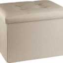 2 Pcs Storage Ottoman Footrest Stool Small Ottoman with Storage Foldable Ottoman Foot Rest Footstool Bench for Living Room 17x13x13inches Beige
