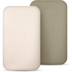 lulumoon Muslin Bassinet Sheets for Baby: Soft Bedside Sleeper Bassinet Fitted Sheets for Boys and Girls (Olive & Cream)