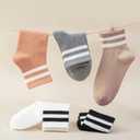 SISOSOCK Quarter Crew Cotton Socks for Women or Men Striped Athletic Socks Casual Socks 6-10 pairs with Gifts Box