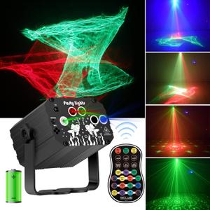 DJ Disco Party Lights Battery Powered - Northern Laser Light Effect RGB Led Sound Activated Strobe Lighting with Remote Control for Indoor Birthday Halloween Karaoke Club KTV (Dark Gray Battery and USB Powered)