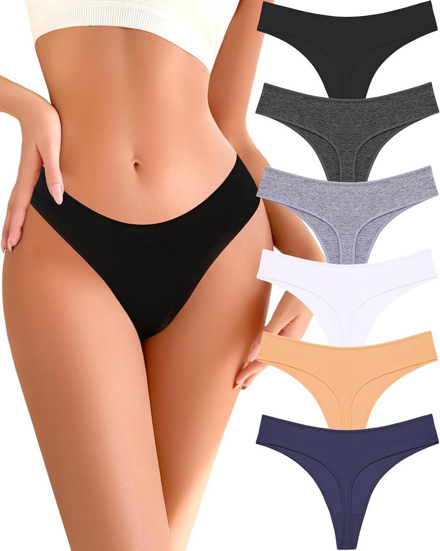 READY TO LOVE Cotton Underwear for Women Pack Breathable Thongs for Women Sexy Stretch Soft Womens Panties Thong M