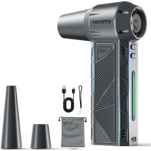 Compressed Air Duster, 300000RPM Powerful Electric Air Duster Rechargeable with LED Light and Brushless Motor, 4-Gear Cordless Mini Air Blower for Keyboard, Computers, Car, Outdoors (Silver Gray)