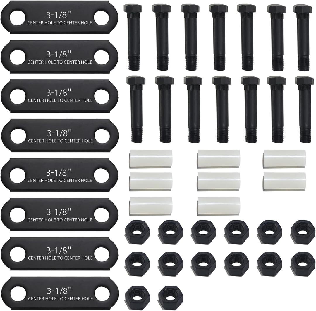 2Sets Trailer Axle Shackle Kit 3-1/8" Trailer Shackle Straps,Tandem Axle Trailer Shackles Kit 14 Bolts & 14 Nuts for Double Eye Leaf Spring 3500 lbs-7200 lbs Axles