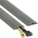 Floor Cord Cover 4ft, Cord Hider Floor Hide Extension Cords, PVC Cable Management Cover, Cable Protector Cord Cavity W0.6in x H0.32in Grey Wood