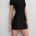 Women's Summer Short Sleeve High Neck Business Pencil Skirt Fashional A-Line Mock Neck Bodycon Formal Dress (Black, XL)