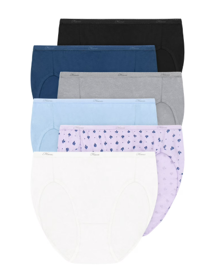 Hanes women's Hi-Cut Panties Pack, Lightweight Cotton Hi-Cuts, 6-Pack (8)