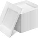 Xthrotsenk White Square Plastic Plates 100 Packs Disposable Dessert Plates 6.5" Cake Appetizer Salad Reusable Heavy Duty Plate for Wedding Party