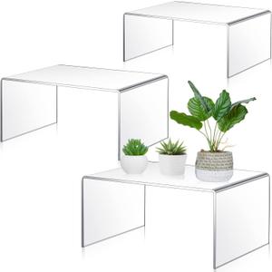 3 Pcs Extra Large 13,12,11 Inch Acrylic Display Risers Clear Acrylic Shelf Riser Display Stands 5 mm Thick Rectangular for Collectibles Figures
