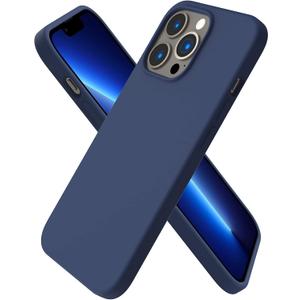 ORNARTO Compatible with iPhone 13 Pro Case 6.1, Slim Liquid Silicone 3 Layers Full Covered Soft Gel Rubber Case Cover 6.1 inch-Navy Blue