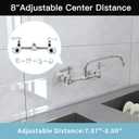 BWE Kitchen Faucet Wall Mount Commercial Sink Faucet Kitchen Utility Laundry 8 Swivel Spout 2 Dual Handle Restaurant Chrome Mixer Tap