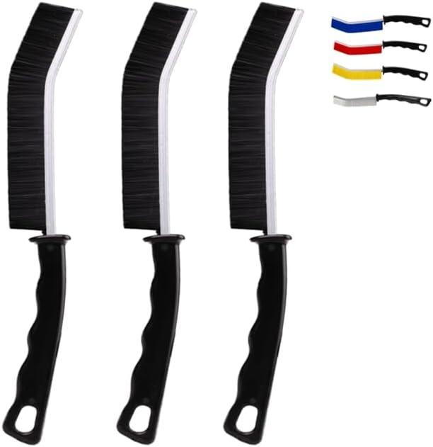 3 x Crevice Cleaning Brush Cleaning Tools Cleaning Supplies Grout Brush Scrub Brush Toilet Brush for Household Use for Cleaning Bathroom Kitchen 3 Pcs (Black)